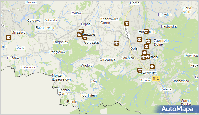 mapa Cisownica, Cisownica na mapie Targeo