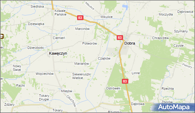 mapa Czajków gmina Dobra, Czajków gmina Dobra na mapie Targeo