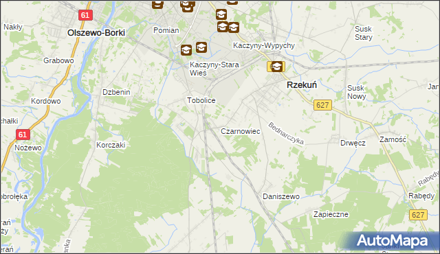 mapa Czarnowiec gmina Rzekuń, Czarnowiec gmina Rzekuń na mapie Targeo