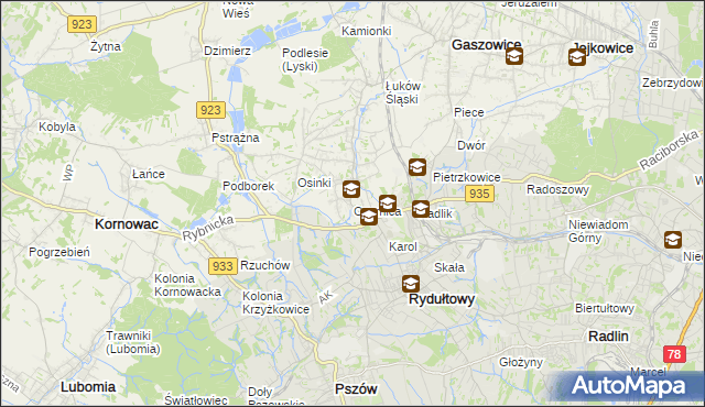 mapa Czernica gmina Gaszowice, Czernica gmina Gaszowice na mapie Targeo