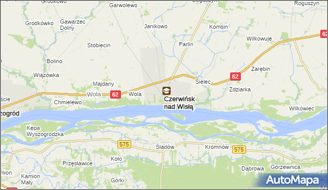 mapa Czerwińsk nad Wisłą, Czerwińsk nad Wisłą na mapie Targeo