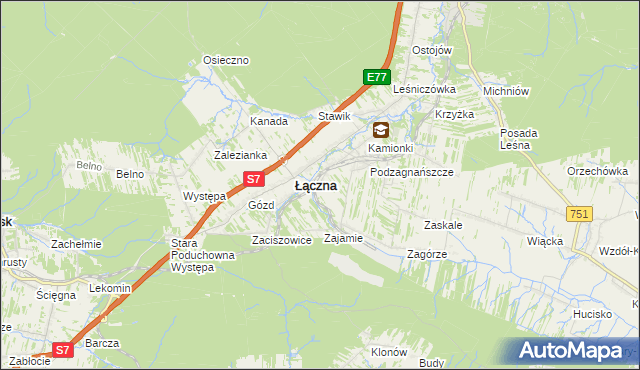 mapa Czerwona Górka gmina Łączna, Czerwona Górka gmina Łączna na mapie Targeo