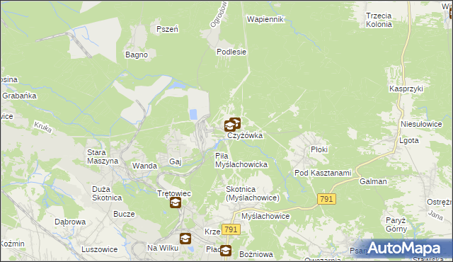 mapa Czyżówka gmina Trzebinia, Czyżówka gmina Trzebinia na mapie Targeo