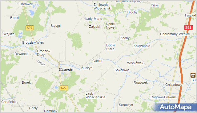 mapa Dąbek gmina Czerwin, Dąbek gmina Czerwin na mapie Targeo