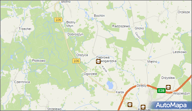 mapa Dąbrowa Nowogardzka, Dąbrowa Nowogardzka na mapie Targeo