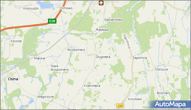 mapa Długołęka gmina Nowogard, Długołęka gmina Nowogard na mapie Targeo
