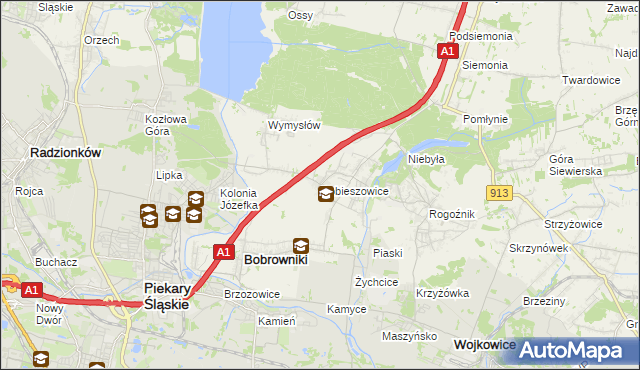 mapa Dobieszowice gmina Bobrowniki, Dobieszowice gmina Bobrowniki na mapie Targeo