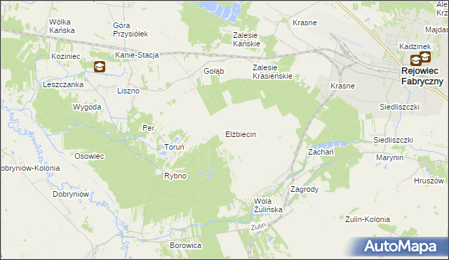 mapa Elżbiecin gmina Rejowiec, Elżbiecin gmina Rejowiec na mapie Targeo