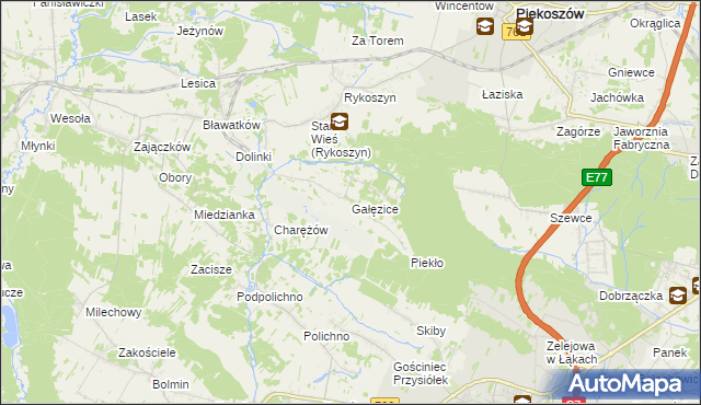 mapa Gałęzice, Gałęzice na mapie Targeo