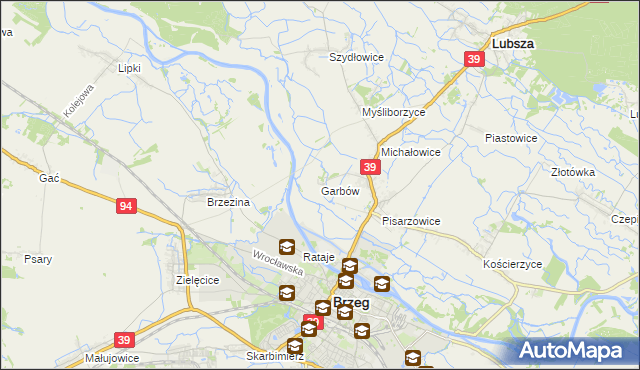 mapa Garbów gmina Lubsza, Garbów gmina Lubsza na mapie Targeo