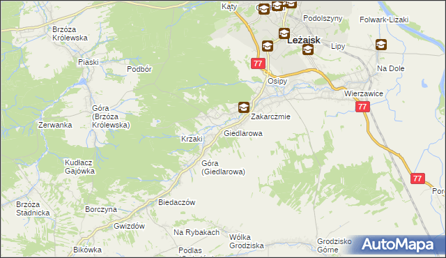 mapa Giedlarowa, Giedlarowa na mapie Targeo