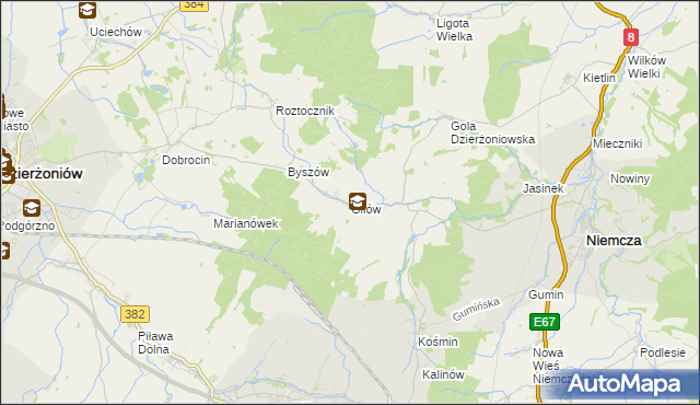 mapa Gilów gmina Niemcza, Gilów gmina Niemcza na mapie Targeo