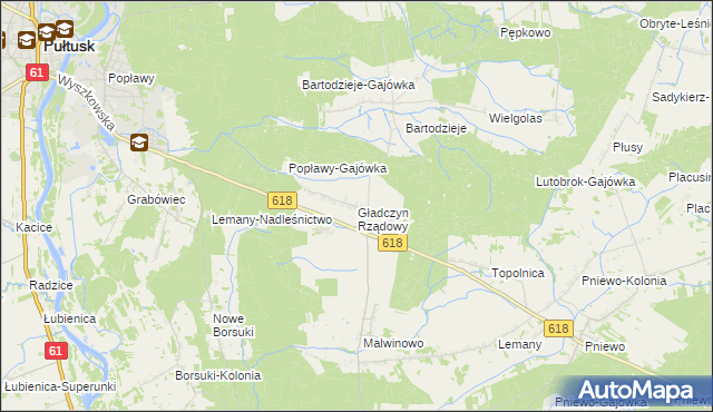 mapa Gładczyn Rządowy, Gładczyn Rządowy na mapie Targeo