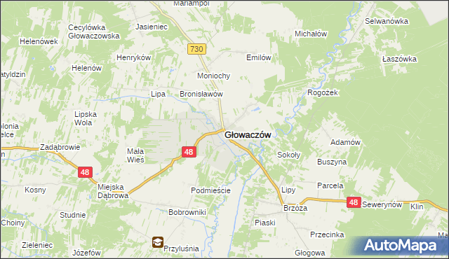 mapa Głowaczów, Głowaczów na mapie Targeo