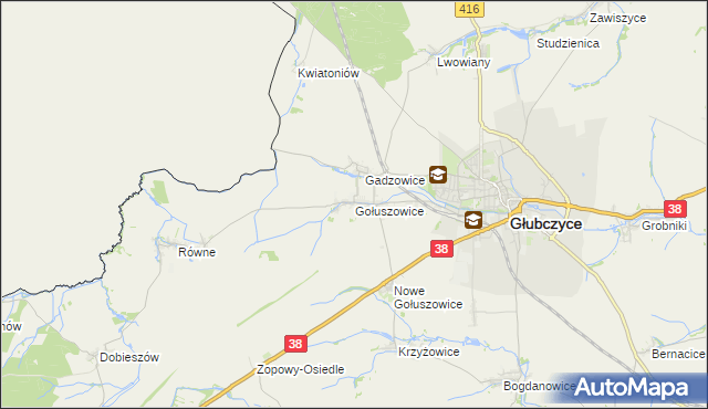 mapa Gołuszowice, Gołuszowice na mapie Targeo
