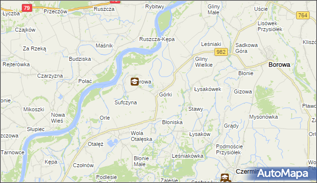 mapa Górki gmina Borowa, Górki gmina Borowa na mapie Targeo