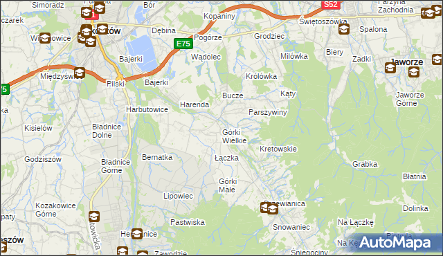 mapa Górki Wielkie, Górki Wielkie na mapie Targeo