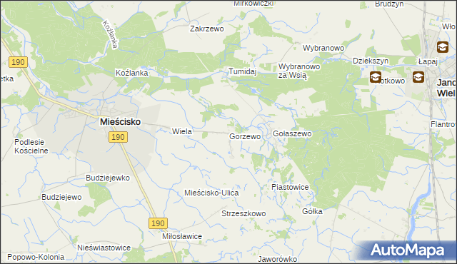 mapa Gorzewo gmina Mieścisko, Gorzewo gmina Mieścisko na mapie Targeo