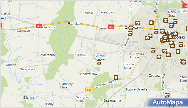 mapa Gorzyce Wielkie, Gorzyce Wielkie na mapie Targeo