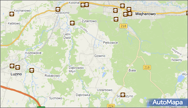 mapa Gowino, Gowino na mapie Targeo