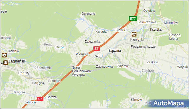 mapa Gózd gmina Łączna, Gózd gmina Łączna na mapie Targeo