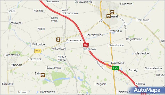 mapa Grabkowo, Grabkowo na mapie Targeo