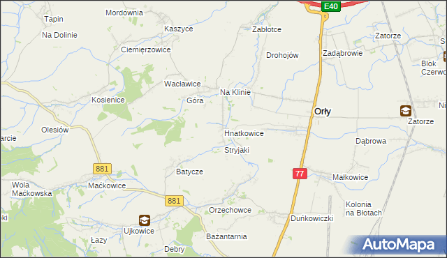 mapa Hnatkowice, Hnatkowice na mapie Targeo