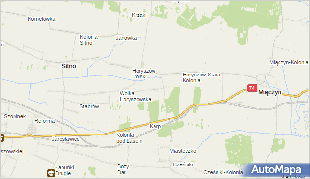 mapa Horyszów-Nowa Kolonia, Horyszów-Nowa Kolonia na mapie Targeo