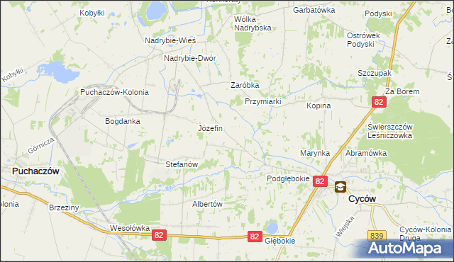 mapa Janowica gmina Cyców, Janowica gmina Cyców na mapie Targeo