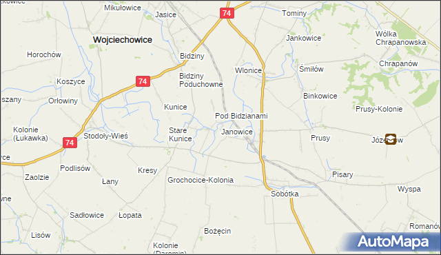 mapa Janowice gmina Ożarów, Janowice gmina Ożarów na mapie Targeo