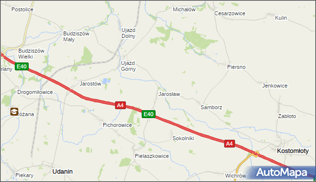 mapa Jarosław gmina Udanin, Jarosław gmina Udanin na mapie Targeo