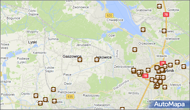 mapa Jejkowice, Jejkowice na mapie Targeo