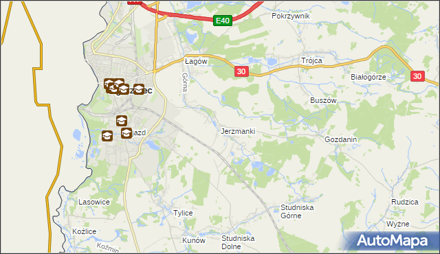 mapa Jerzmanki, Jerzmanki na mapie Targeo