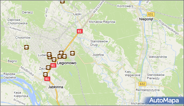 mapa Józefów gmina Nieporęt, Józefów gmina Nieporęt na mapie Targeo