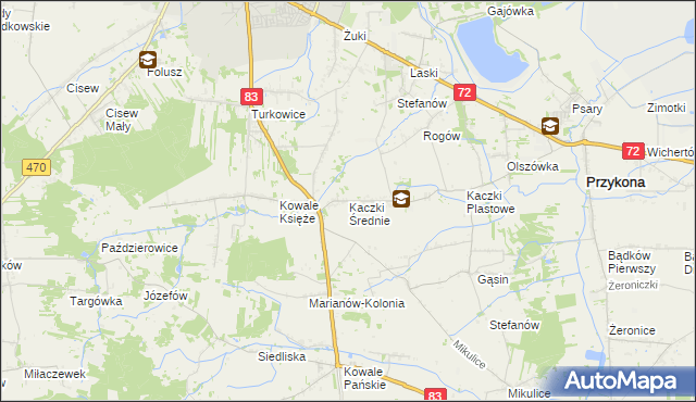 mapa Kaczki Średnie, Kaczki Średnie na mapie Targeo