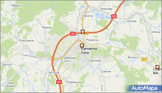 mapa Kamienna Góra, Kamienna Góra na mapie Targeo