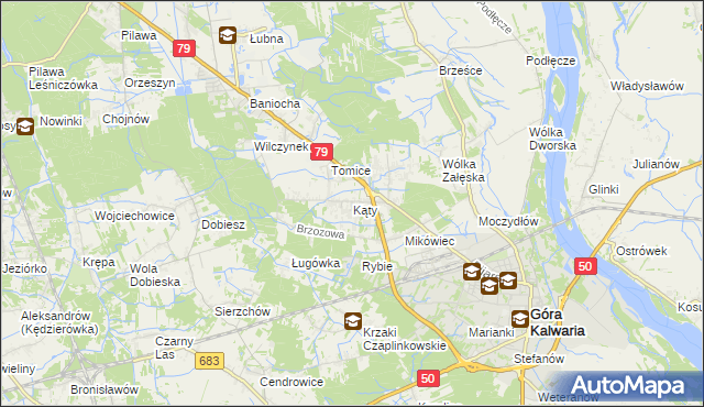 mapa Kąty gmina Góra Kalwaria, Kąty gmina Góra Kalwaria na mapie Targeo