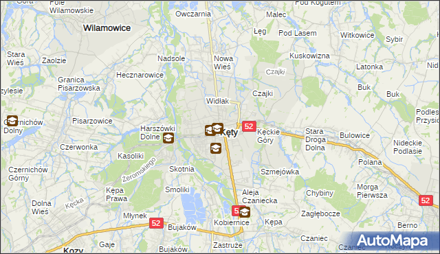 mapa Kęty, Kęty na mapie Targeo