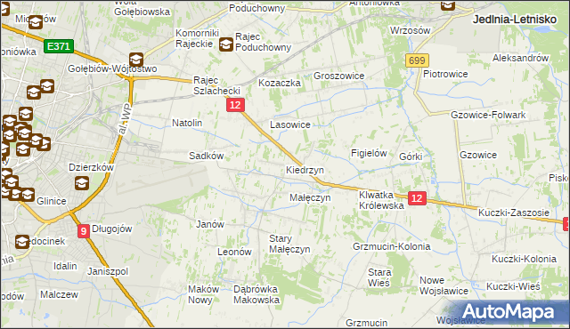 mapa Kiedrzyn gmina Gózd, Kiedrzyn gmina Gózd na mapie Targeo