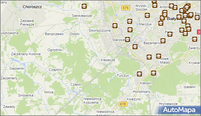 mapa Klepacze gmina Choroszcz, Klepacze gmina Choroszcz na mapie Targeo