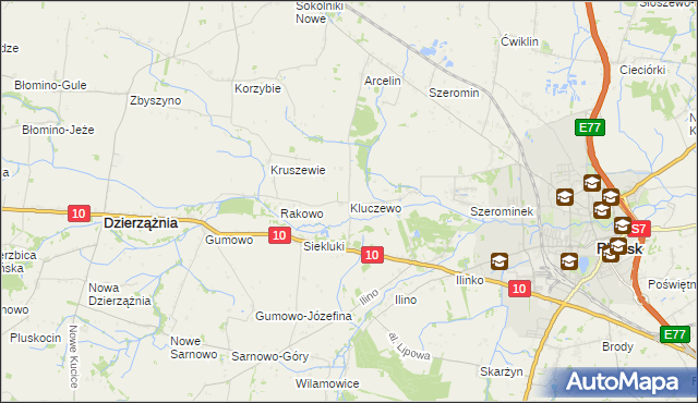 mapa Kluczewo gmina Płońsk, Kluczewo gmina Płońsk na mapie Targeo