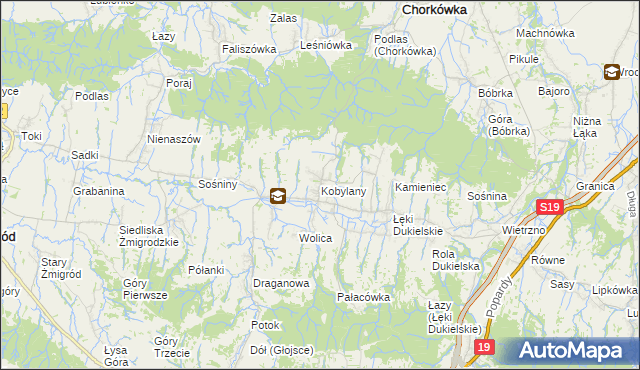 mapa Kobylany gmina Chorkówka, Kobylany gmina Chorkówka na mapie Targeo