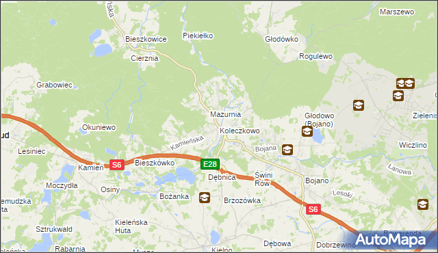 mapa Koleczkowo, Koleczkowo na mapie Targeo