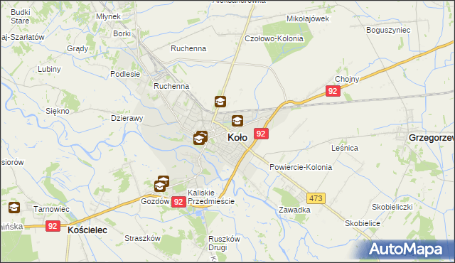 mapa Koło, Koło na mapie Targeo