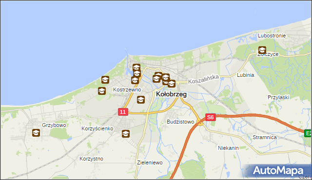 mapa Kołobrzegu, Kołobrzeg na mapie Targeo