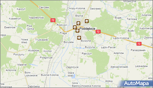 mapa Kolonia Byczyna, Kolonia Byczyna na mapie Targeo