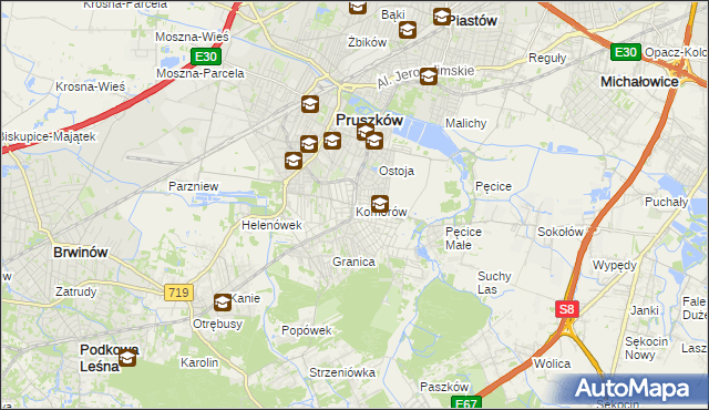 mapa Komorów gmina Michałowice, Komorów gmina Michałowice na mapie Targeo