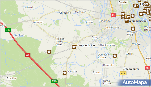 mapa Komprachcice, Komprachcice na mapie Targeo