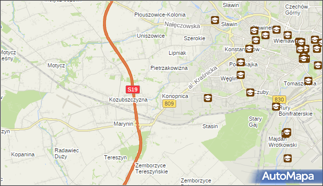 mapa Konopnica powiat lubelski, Konopnica powiat lubelski na mapie Targeo