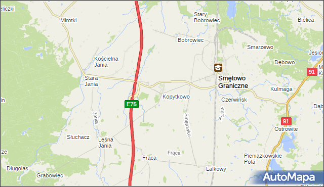 mapa Kopytkowo gmina Smętowo Graniczne, Kopytkowo gmina Smętowo Graniczne na mapie Targeo